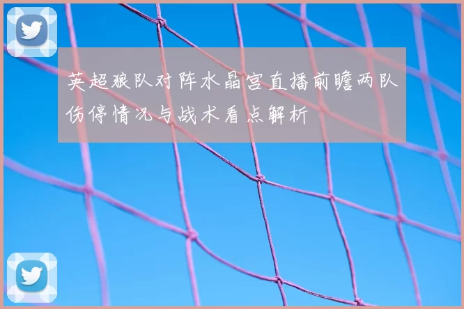 英超狼队对阵水晶宫直播前瞻两队伤停情况与战术看点解析